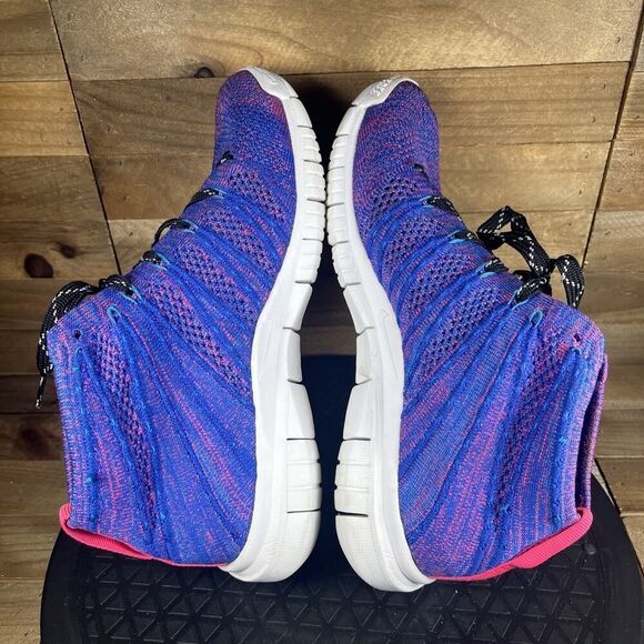 Nike Free Flyknit Chukka Women's Size 6.5 Running Shoes Hyper Pink Blue - Picture 8 of 10